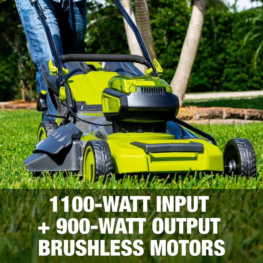 Watt Max Brushless Cordless Lawn Mower, 7-Position Mowing Height Adjustment w/Rear