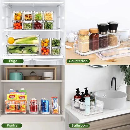 Stackable Refrigerator Organizer Bins with Lids, BPA-Free Fridge Organizers and Storage Containers