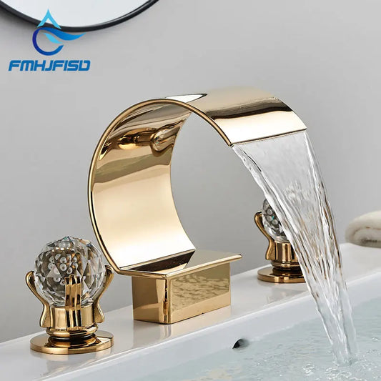 Golden Bathroom Basin Faucet.