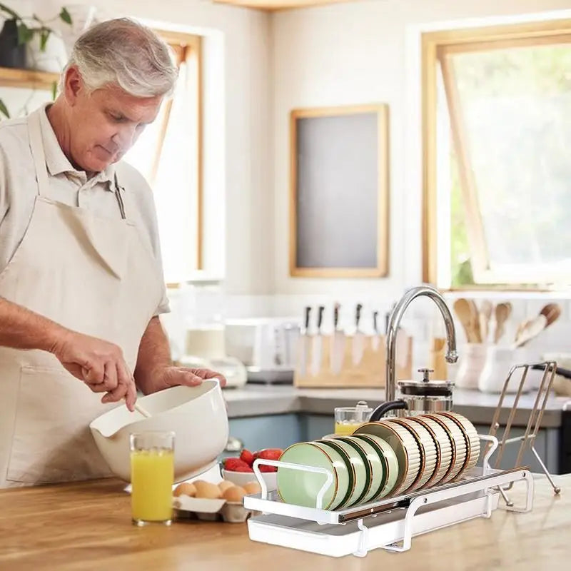 Organizer Sliding Dish Storage Drying Rack Household Accessories