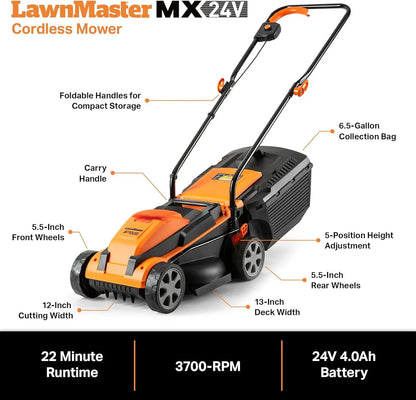 Lawn Mower and Grass Trimmer 10-inch Combo with 2x4.0Ah Batteries and Charger.