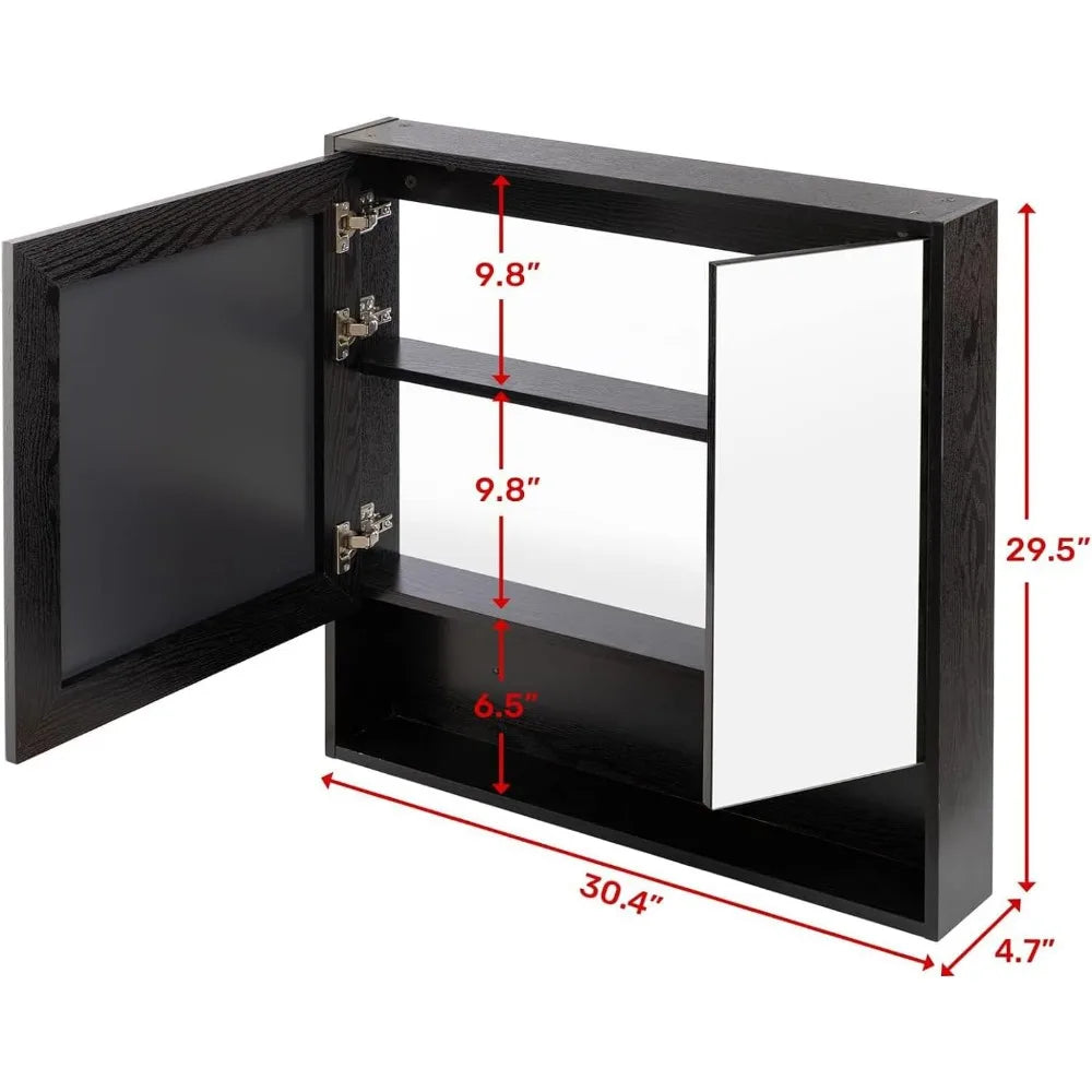 Medicine Cabinet with Mirror and Shelves.