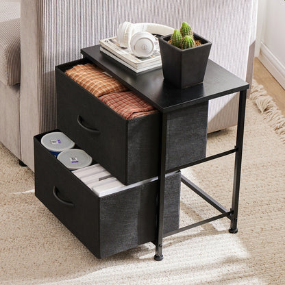 Fabric Drawers Bedside Sofa Table With Storage Closet.