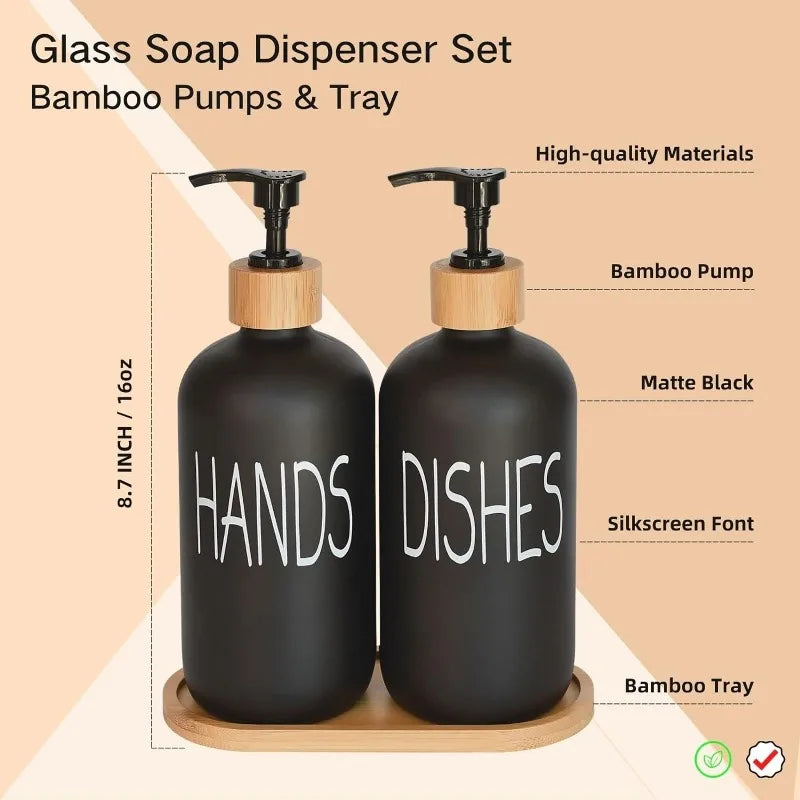 Vintage Soap Dispenser with Pump for Kitchen Sink and Bathroom. (Matte Black)