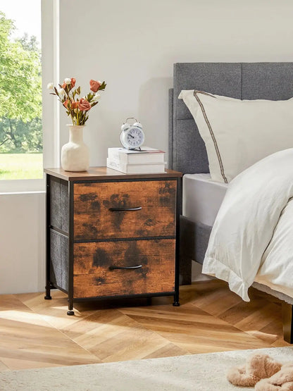 Fabric Drawers Bedside Sofa Table With Storage Closet.