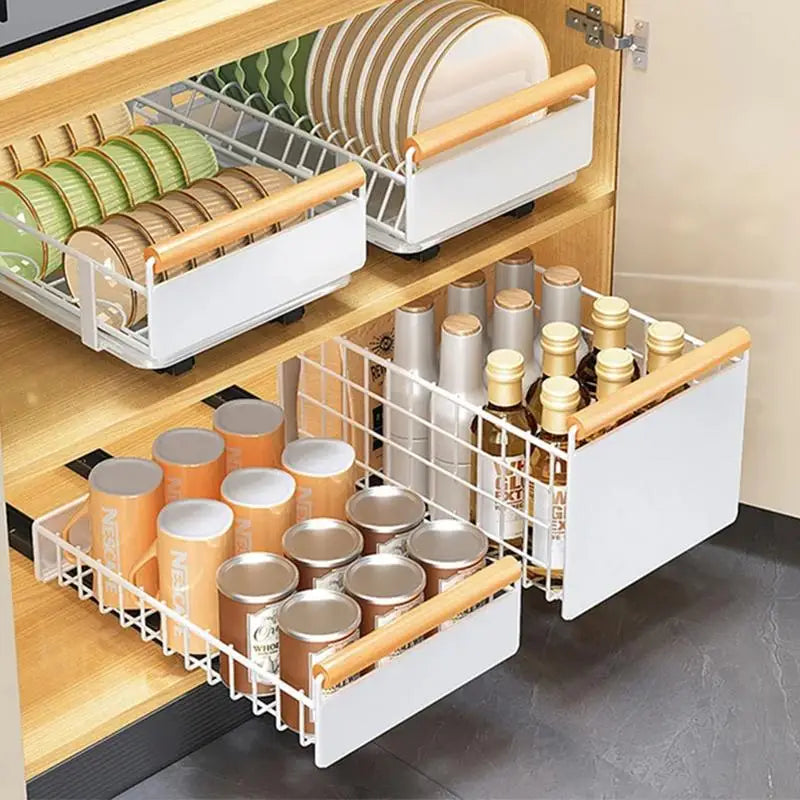 Organizer Sliding Dish Storage Drying Rack Household Accessories