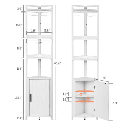 VOWNER 71'' Tall Corner Shelf, 5-Tier with Storage.