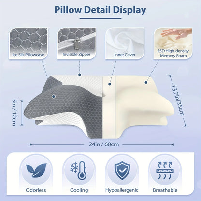 Cervical Memory Foam Pillow Pillows for Neck Shoulder Pain Ergonomic Orthopedic Sleeping Contoured Support Pillow Side Sleepers