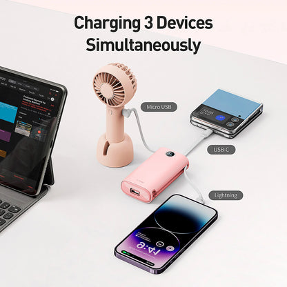 Large Capacity Mobile Power Bank with Fast Charging Cable.